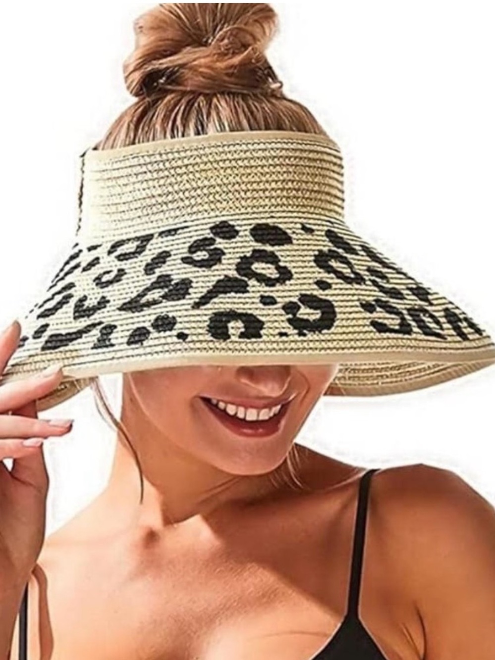 🐷🆕  Packable Straw Leopard Print Sun Hat
